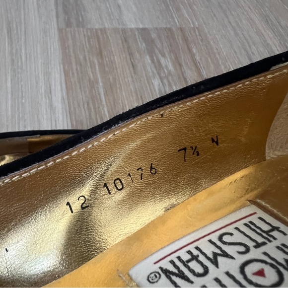 Vintage Timothy Hitsman Rainbow Stitch Square Toe Pumps 7.5N gold heel multi - Picture 8 of 9